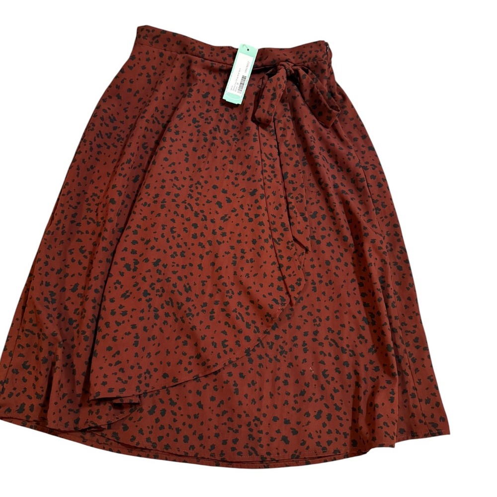 NWT Le‎ Lis  Faux Wrap Midi Skirt Cheetah Animal Print SP Whimsigoth Office